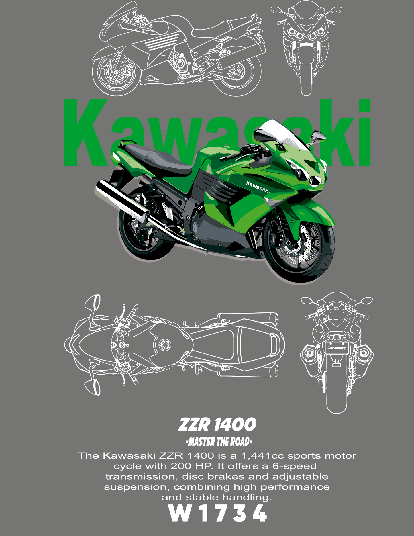 W1734 KAWASAKI ZZR 1400